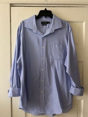 Lauren Ralph Lauren Light Blue and White Striped Men’s Dress Shirt